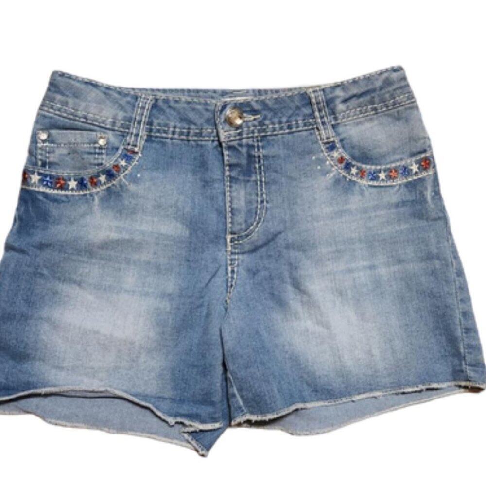 Xhilaration Denim Shorts Red White & Blue Patriotic || sz14-16